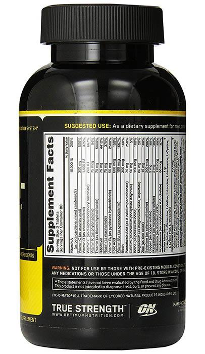 Optimum Nutrition Opti-Men Multivitamin Supplement Review