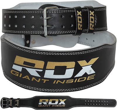 The RDX 4 Inch Padded Leather Weight Lifting Belt